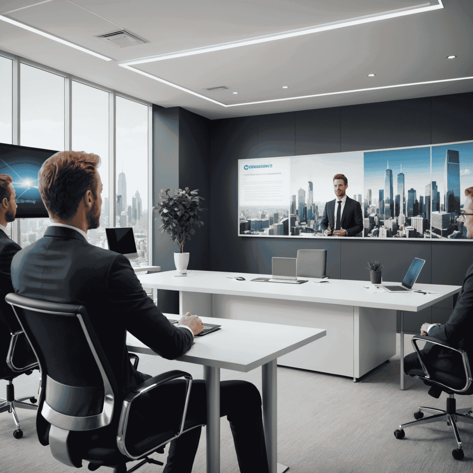 Video corporativo con gráficos animados modernos y entrevistas profesionales