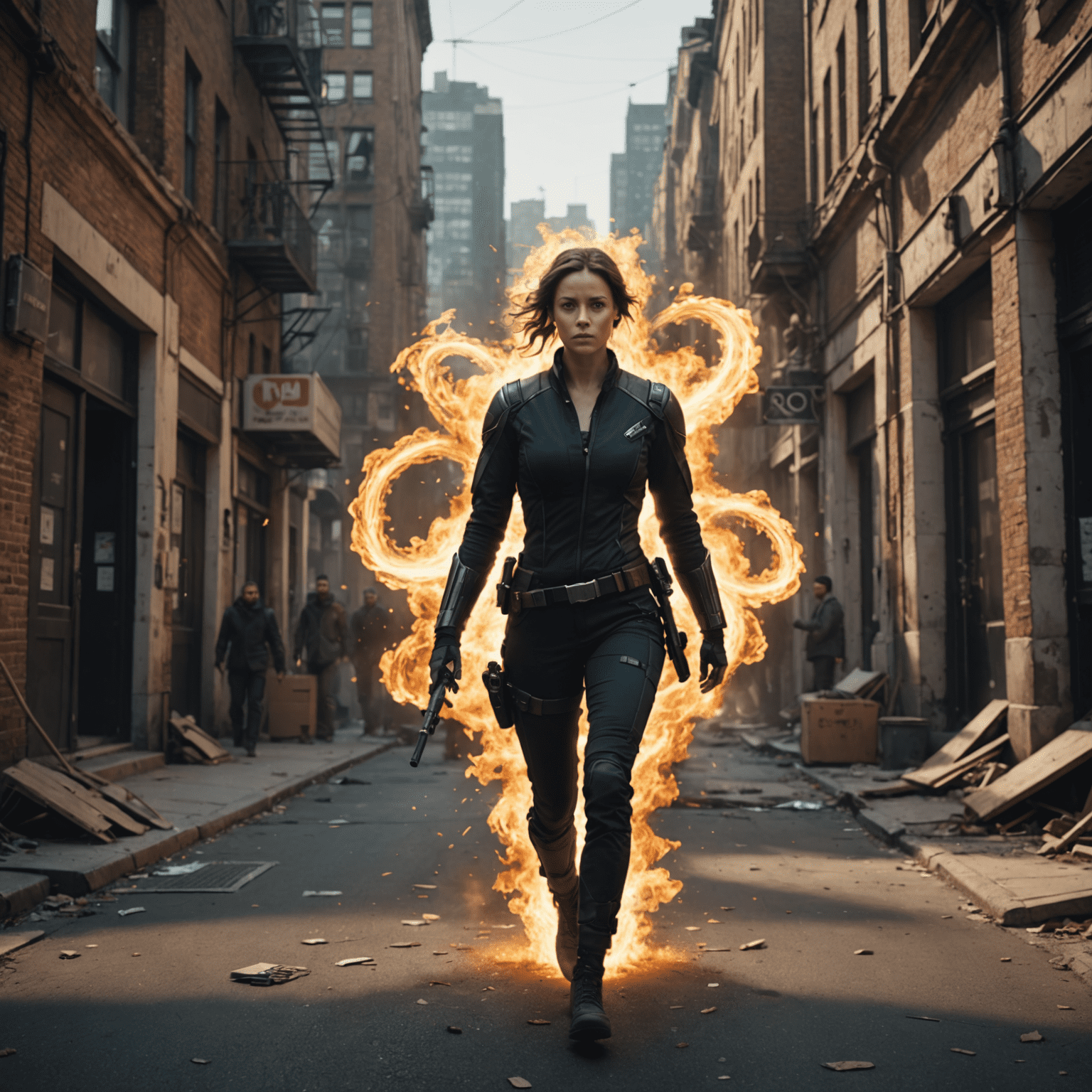 Imagen de efectos visuales y gráficos en movimiento superpuestos en una escena de video